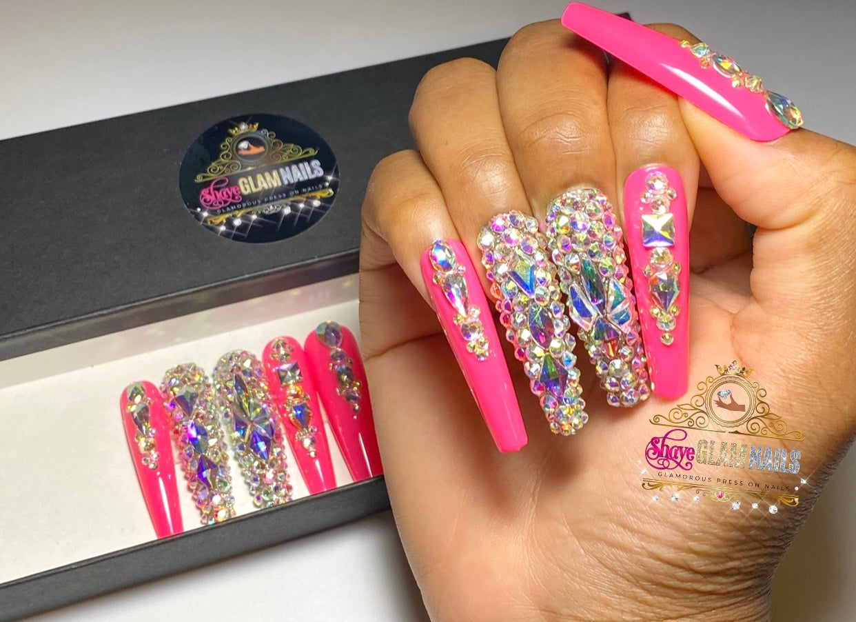 Pink Diamond Press On Nails – Shaye Glam Nails