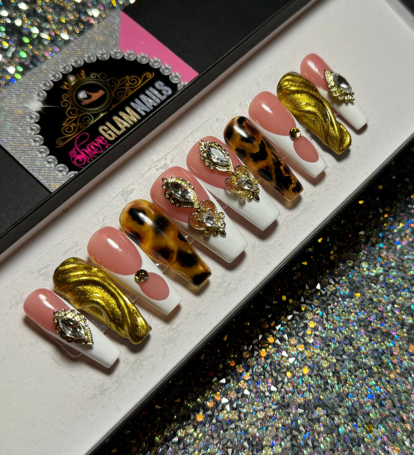 Tortoise Glam Press On Nails - 20 Nail Set