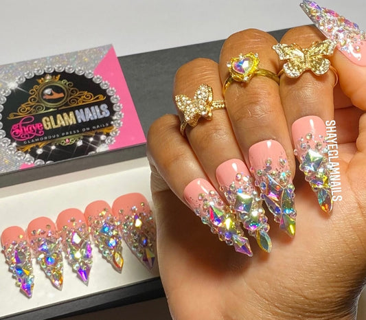 Bling Diamond Ombre Glam Press On Nails