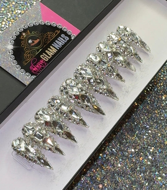 Silver All Bling Everything Press On Nails