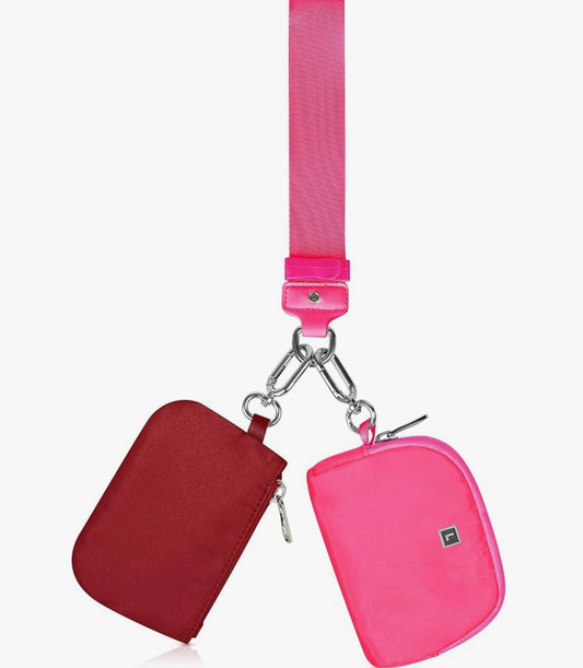 Pink Travel Wristlet Keychain with Storage