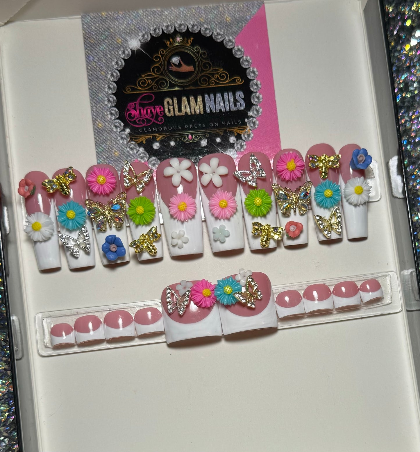 Floral Butterflies Glam Mani & Pedi Bundle