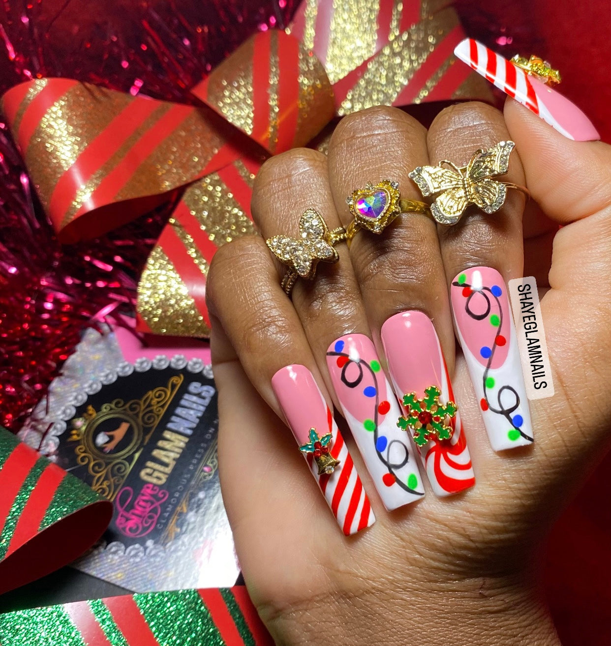 Christmas Holiday Press On Nails