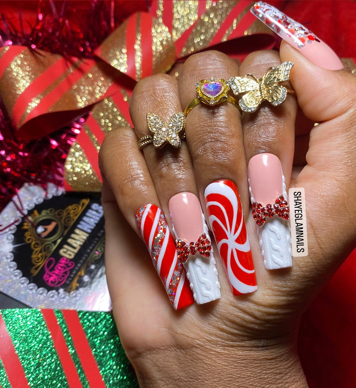 Christmas Holiday Press On Nails