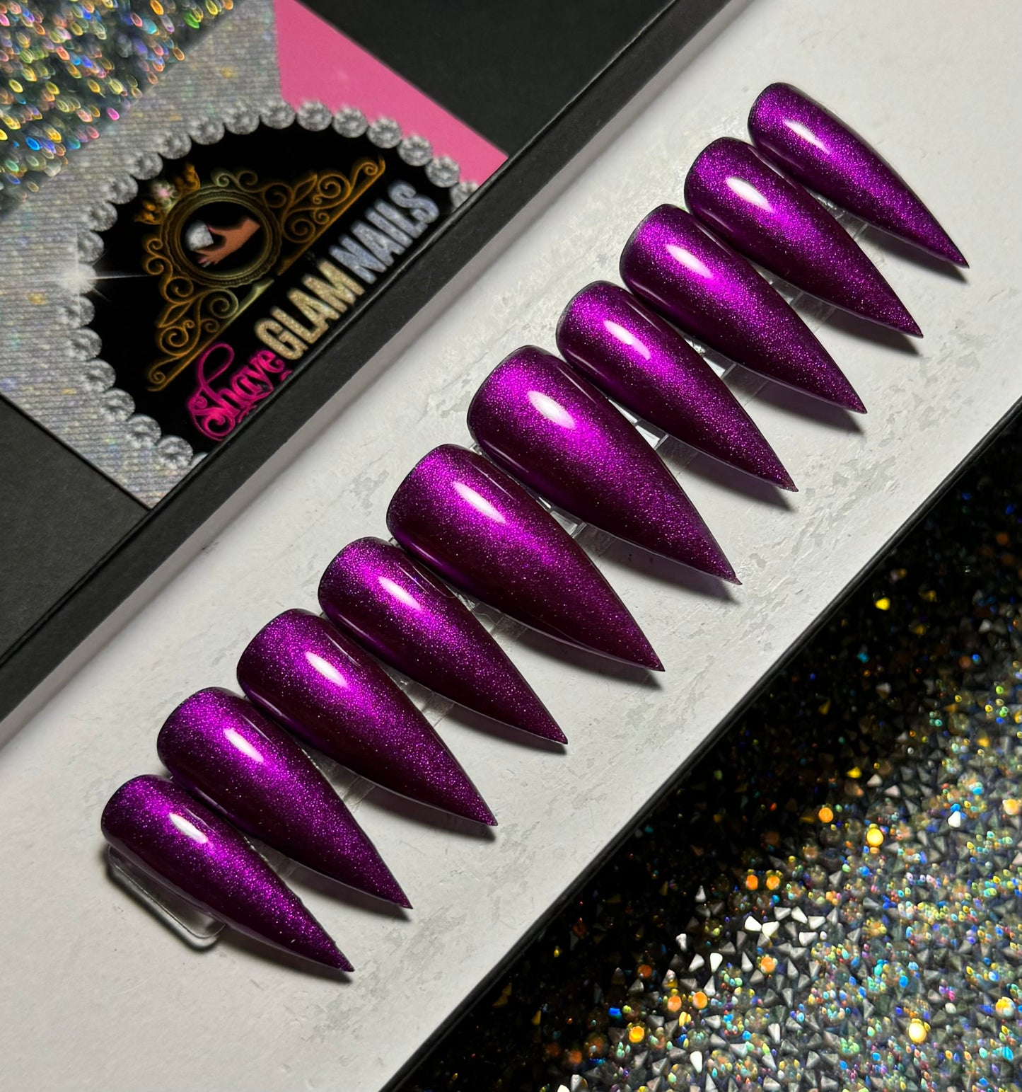 Purple Chrome Press On Nails