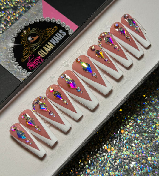 French V Tip Bling - 20 Nail Set