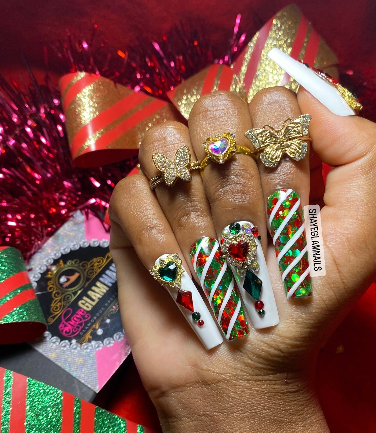 Christmas Holiday Press On Nails