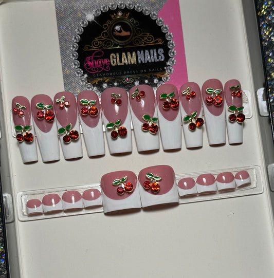 Cherry French Tip Mani & Pedi Bundle