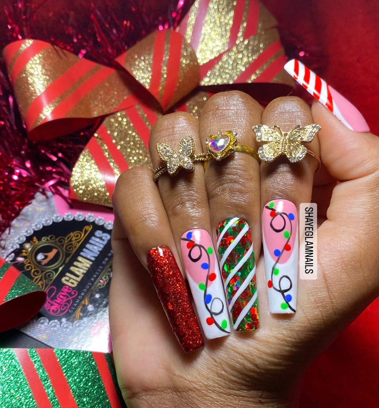 Christmas Holiday Press On Nails