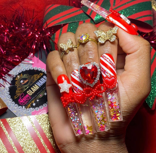 Candy Cane Christmas Press On Nails