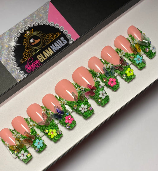 Garden Glam Press On Nails - 20 Nail Set