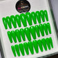 30 Nails Set | Neon Green Nails | Long Coffin