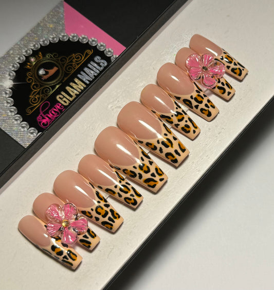 Floral Leopard Press On Nails