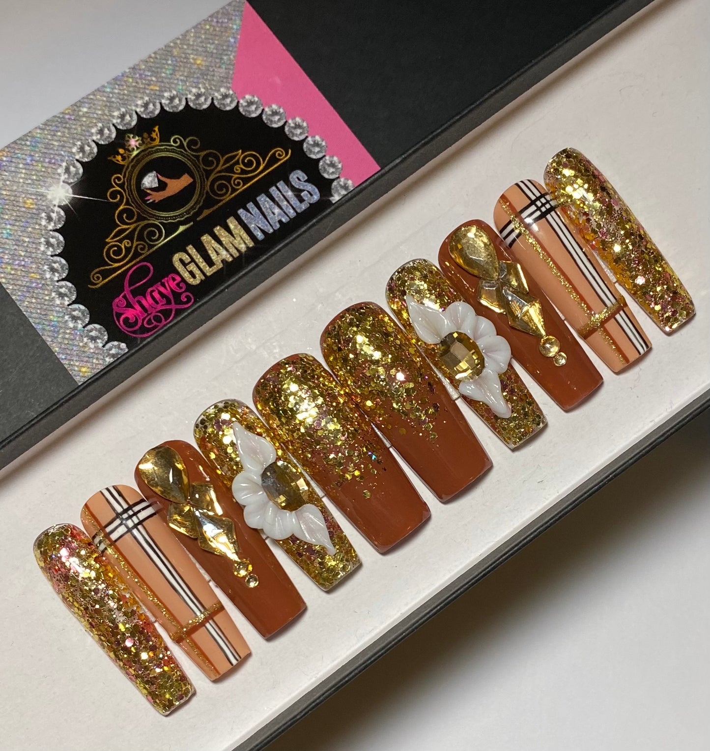 Chocolate Glam Press On Nails