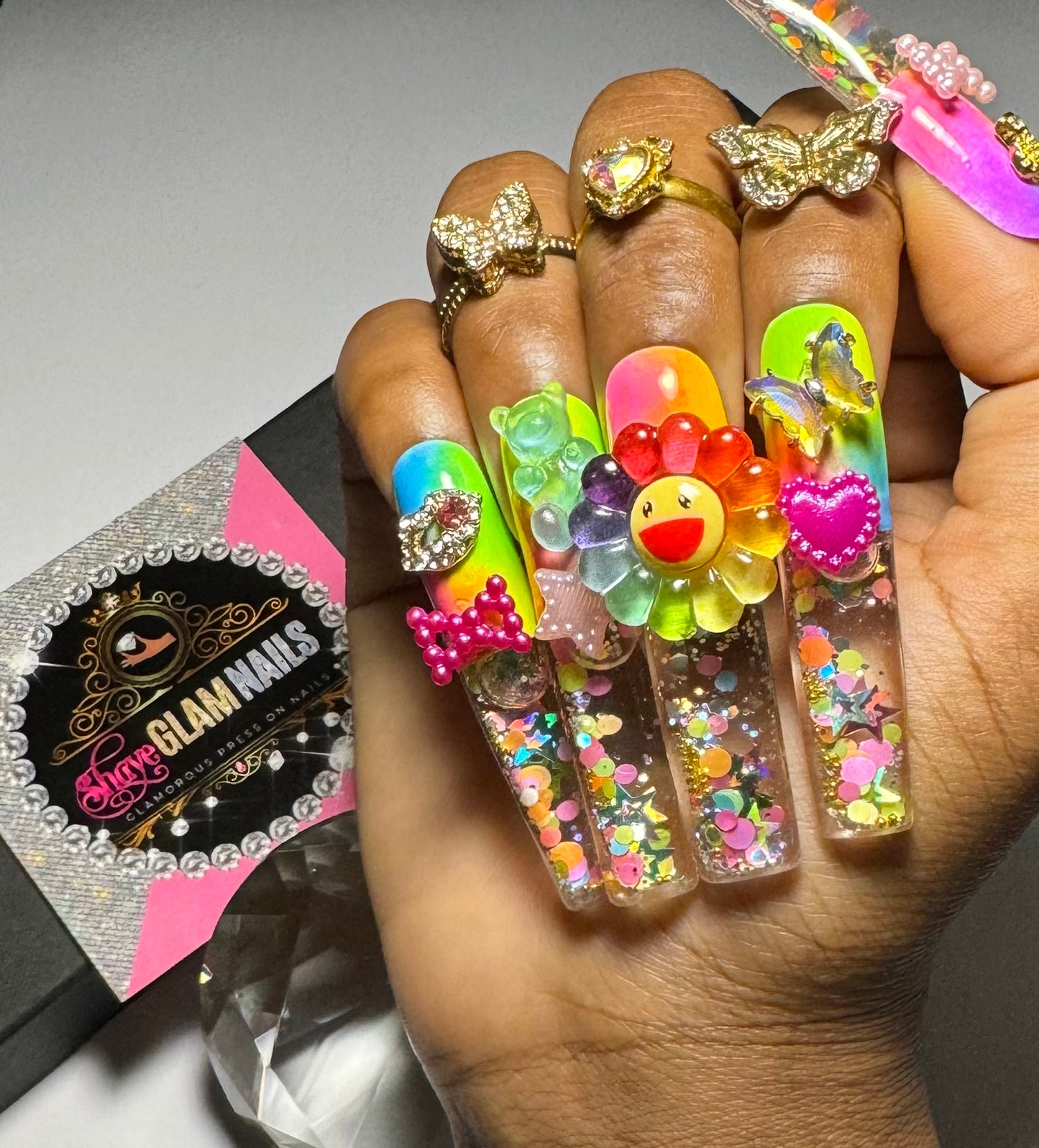 Colorful Luxurious Glam Press On Nails