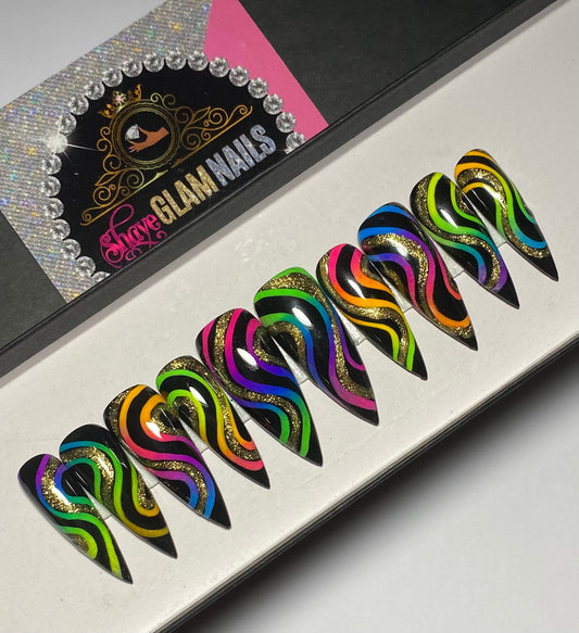 Colorful Swirl Press On Nails