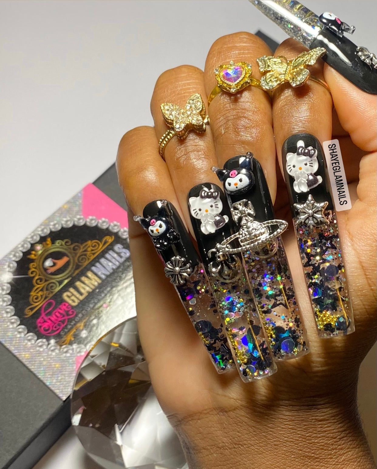 Luxury Rockstar Glam Press On Nails - 20 Nail Set