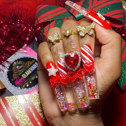 Candy Cane Christmas Press On Nails