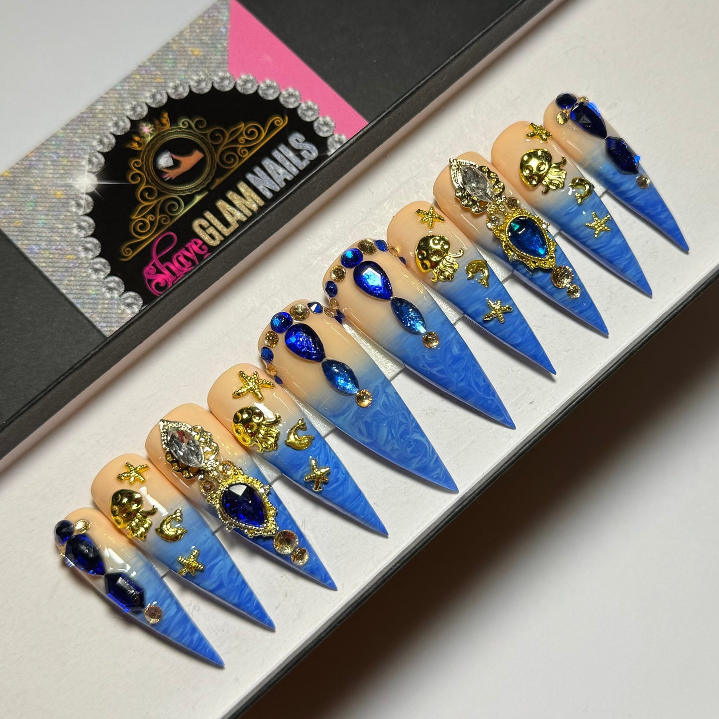 Ocean Glam Press On Nails - 20 Nail Set