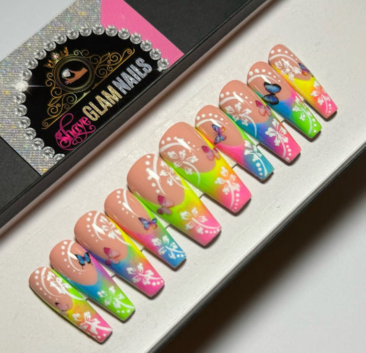 Tropical Hibiscus Press On Nails
