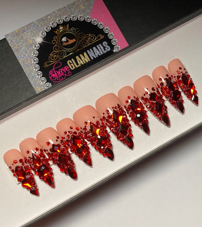 Bling Diamond Ombre Glam Press On Nails