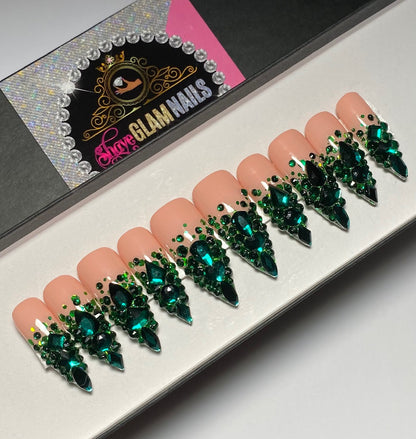 Bling Diamond Ombre Glam Press On Nails