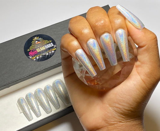 Holographic Chrome Press On Nails