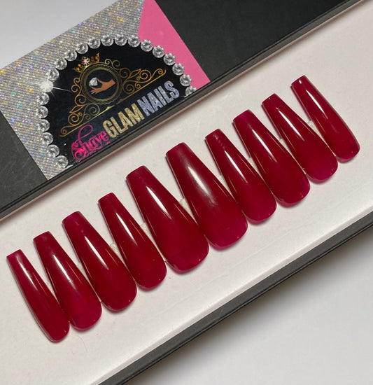 Wine Red Press On Nails