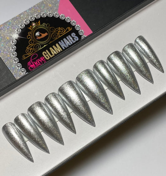 Silver Chrome Press On Nails