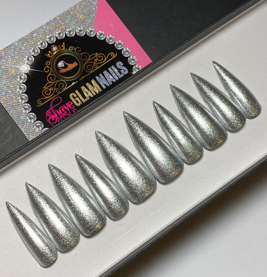 Silver Chrome Press On Nails