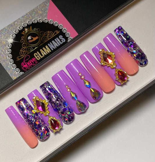 Luxury Purple Glam Press On Nails
