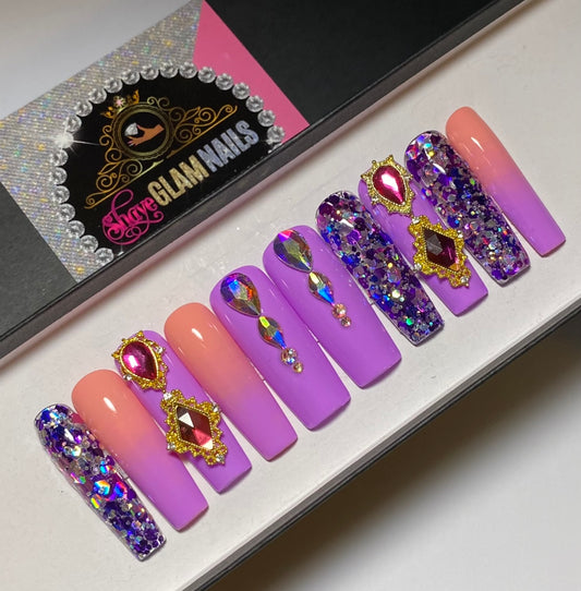 Luxury Purple Glam Press On Nails