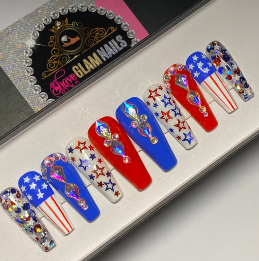 All American Glam Press On Nails - 20 Nail Set