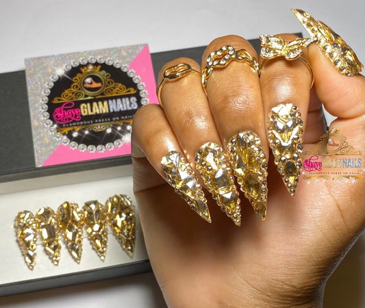 Gold All Bling Everything Press On Nails