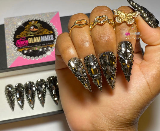 Black All Bling Everything Press On Nails