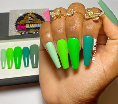 Green Blend Press On Nails