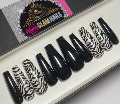 Zebra Press On Nails