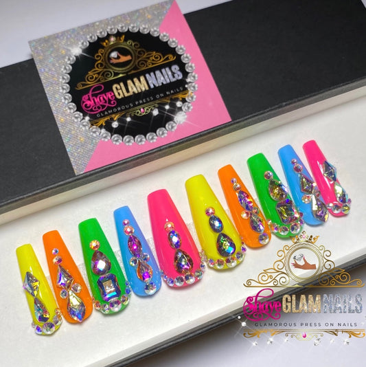 Colorful Bling Press On Nails