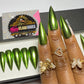 Green Chrome Press On Nails