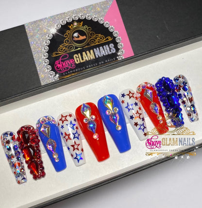 All American Glam Press On Nails
