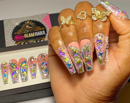 Diamond Butterfly Press On Nails
