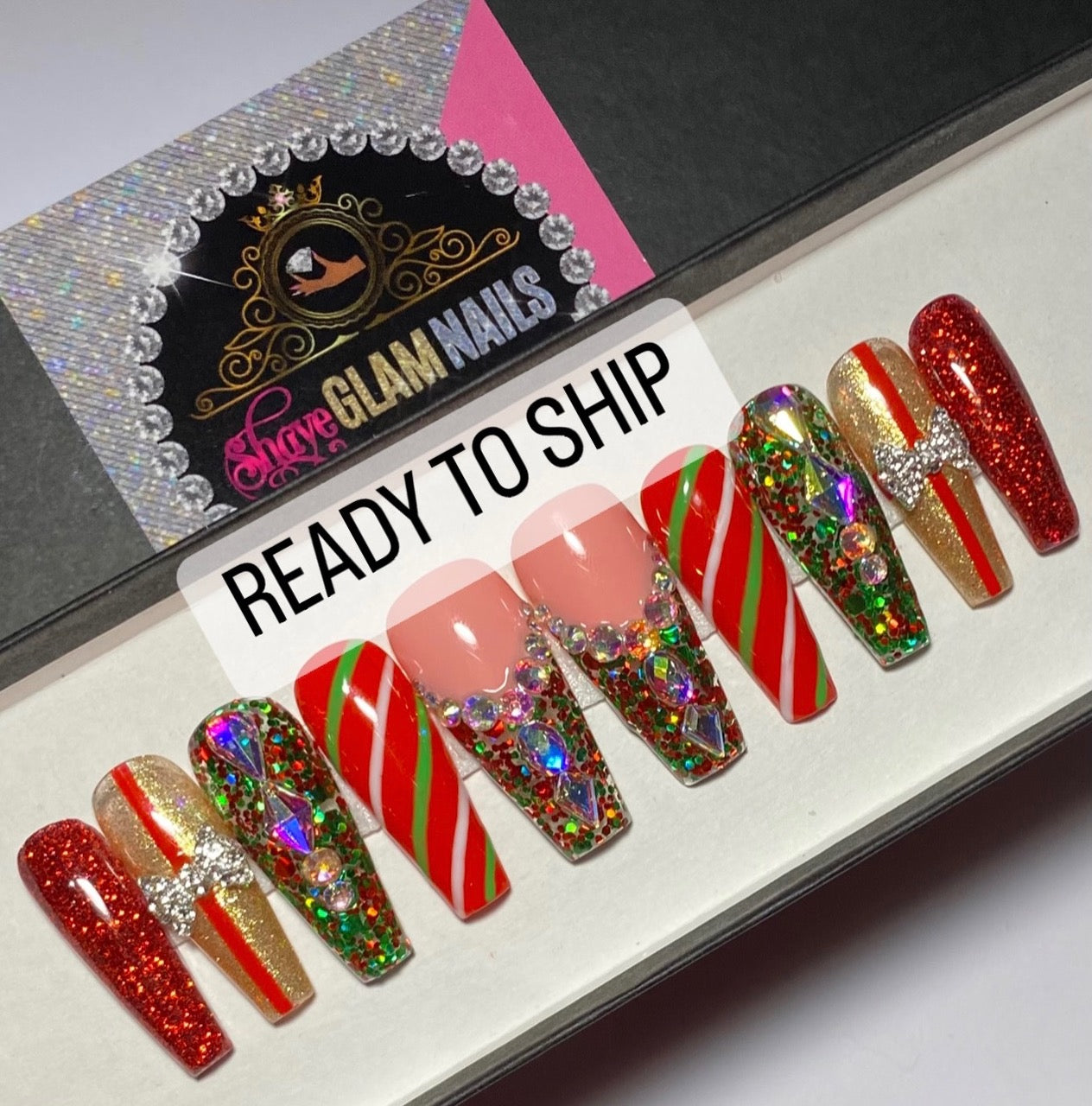 Ready to Ship | Christmas Glam | Large | Long Coffin