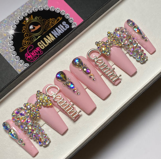 Glam Birthday Zodiac Bling Press On Nails
