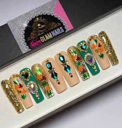 Forest Fall Glam Press On Nails