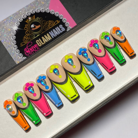Colorful Pop Art Comic Press On Nails