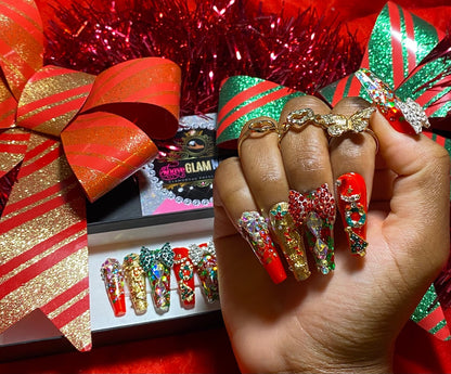 Christmas Holiday Glam Press On Nails