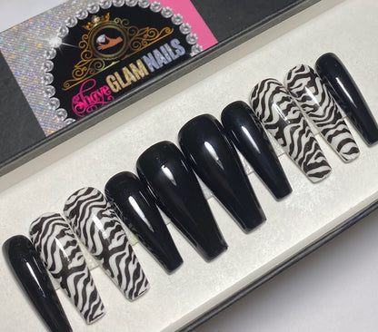 Zebra Press On Nails