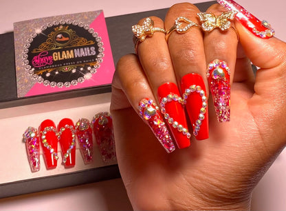 Hearts Glam Press On Nails