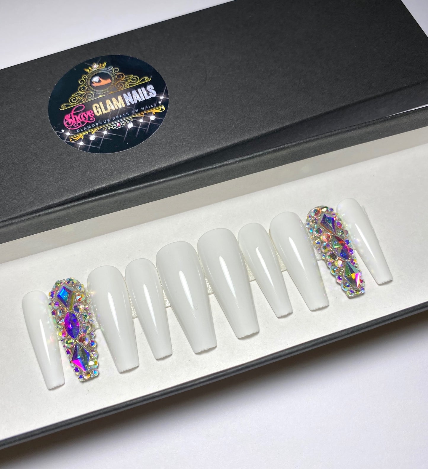 Black All Bling Everything Press On Nails – Shaye Glam Nails