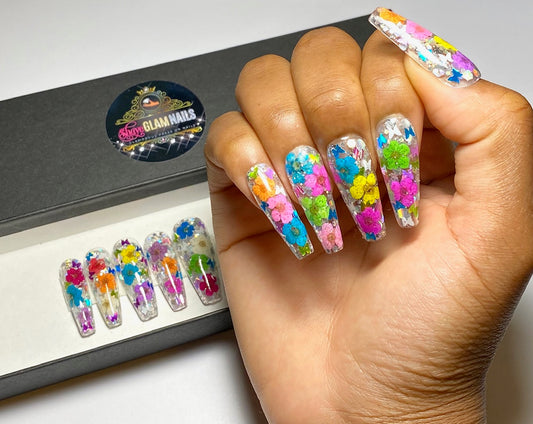 Flower Butterflies Bouquet Press On Nails